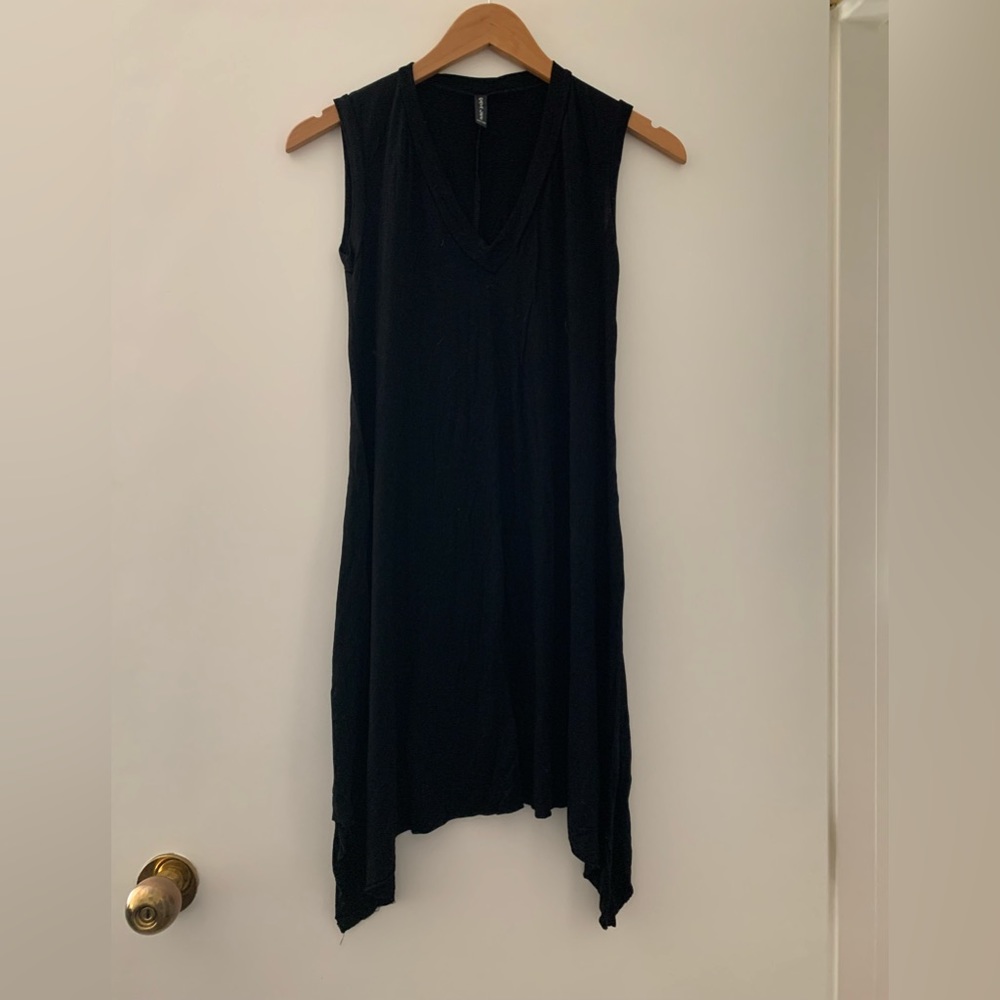 Black asymmetrical hem dress